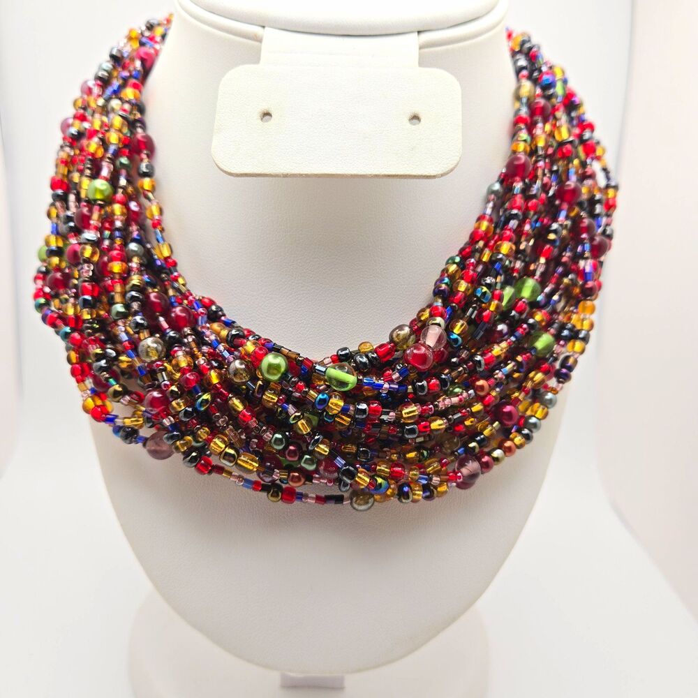 Joan Rivers | Multicolor Multi-Strand Glass Beaded Statement Necklace